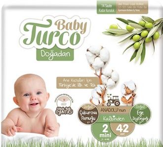 Baby Turco Doğadan 2 Number Mini Baby Diapers (3-6) 42 li (BBT10016)