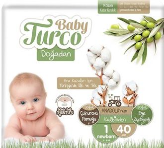 Baby Turco Jumbo Doğadan Number 1 Cloth 40 шт.