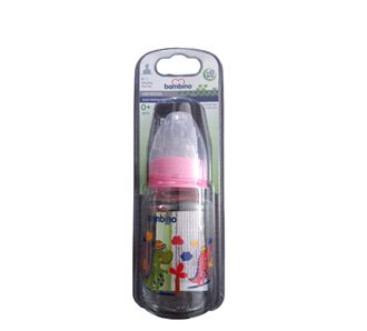 Bambino Стеклянная детская бутылочка 125 мл розовая B011 (BAM10258)