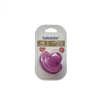 Bebedor +0 Мягкая силиконовая соска-пустышка фиолетового цвета с накладкой на нёбо