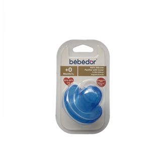 Bebedor +0 Мягкая силиконовая соска-пустышка голубого цвета с накладкой на нёбо