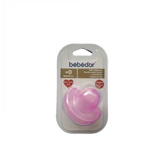 Bebedor +0 Мягкая силиконовая соска-пустышка розового цвета с накладкой на нёбо