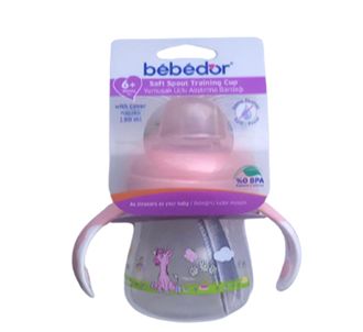 Bebedor Чашка для притирания с мягкой ручкой без капель 150 мл 6+ розовая