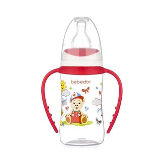Bebedor Эргономичная детская бутылочка с ручкой 125 мл 0+ красный