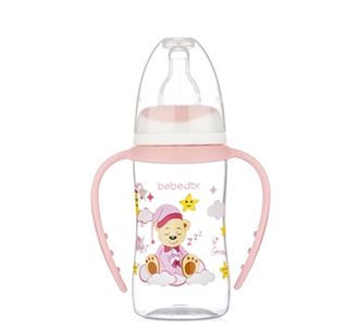 Bebedor Эргономичная детская бутылочка с ручкой 125 мл 0+ розовая