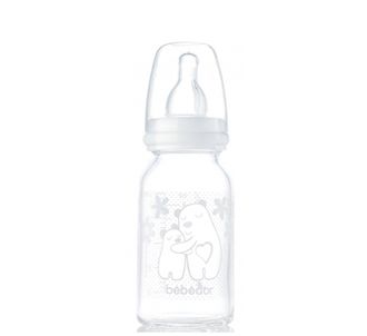 Bebedor Термостойкая стеклянная детская бутылочка 125 мл белая