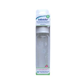 Bebedor Термостойкая стеклянная детская бутылочка 3+Ay 240 мл белая