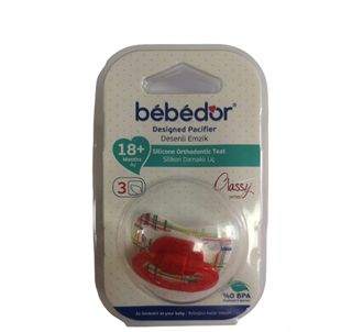 Bebedor Узорчатая силиконовая соска-пустышка 18+ месяцев красный
