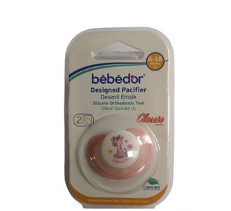 Bebedor Узорчатая соска-пустышка с силиконовым наконечником Классическая серия 6-18 месяцев Розовый