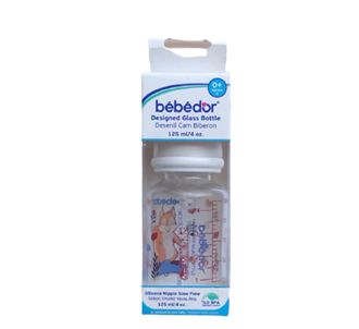 Bebedor Узорчатая стеклянная детская бутылочка 125 мл 0+ белая