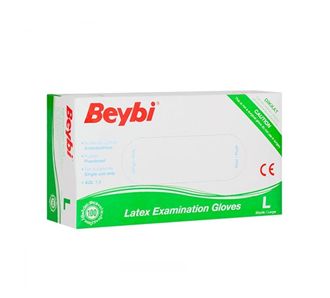 Beybi Латексные смотровые перчатки L большого размера 100 штук (BYB10001)