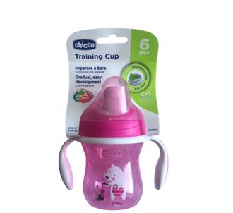 Chicco Training Cup Semi Soft Tip Practice Training Cup Drinker 200 ml 6 Months Pink (CHIC10070)