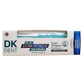 Dermokil DK Dent Экстра белизна Полная защита с глиной 75 мл Зубная паста + зубная щетка в подарок