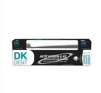 Dermokil DK Dent Отбеливающая зубная паста с глиной и активированным углем 75 мл + зубная щетка в подарок