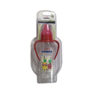 Детская бутылочка Bambino Natural Pp 250 мл с ручкой красная B066