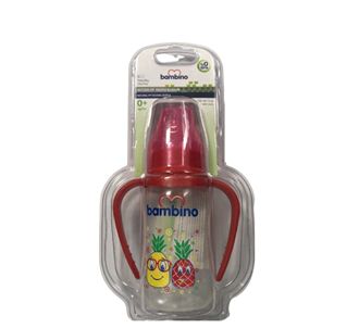 Детская бутылочка Bambino Natural PP с ручкой 150 мл красная B065
