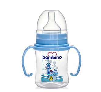 Детская бутылочка Bambino с широким горлом 150 мл голубая