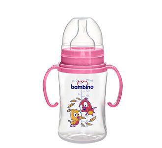 Детская бутылочка Bambino с широким горлом PP 250 мл розовая