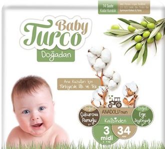 Детские подгузники Baby Turco Doğadan 3 Number Midi 34 (BBT10015)