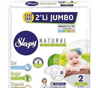 Детские подгузники Sleepy Natural 2 Number Mini 84 Jumbo Pack (SLEE10002)