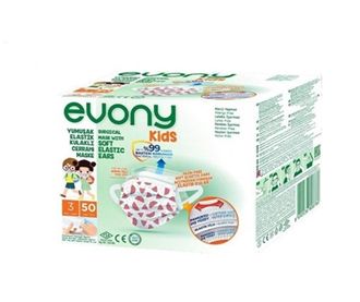 Evony Kids 3 Ply Soft Elastic Ears Patterned Kids Face Mask 50 pcs