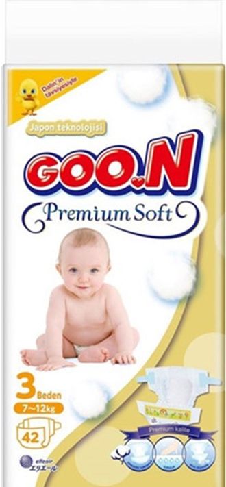 Goon Baby Diaper Premium Soft 3 Size Jumbo Package 42 Pieces