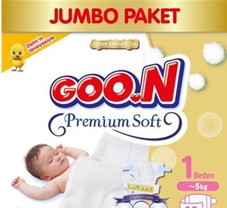 Goon Baby Diaper Premium Soft Newborn 1 Size Jumbo Package 60 Pieces