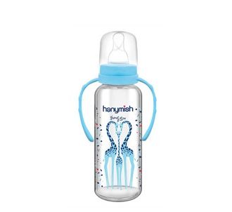 Hanymish Голубая детская бутылочка с ручкой 0-6 месяцев 240 мл