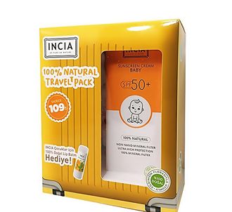 Incia Натуральный солнцезащитный крем для детей Spf 50 100 мл - Бальзам для губ питательный апельсин 6 г Подарок