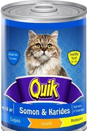 Консервы для взрослых кошек Quik с лососем и креветками 415 г