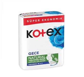 Kotex Натуральные гипоаллергенные гигиенические прокладки ночные 16 шт.