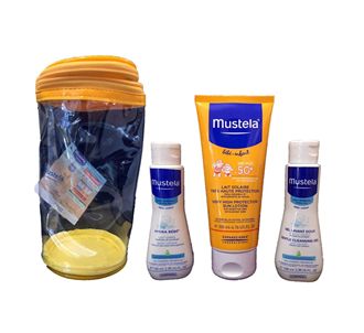 Набор солнцезащитных средств Mustela Spf 50 Factor 200 мл + детский лосьон 100 мл и гель для деликатного очищения 100 мл