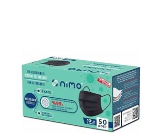 Nimo 3 Ply Filtered Surgical Face Mask-Black 50 Pcs