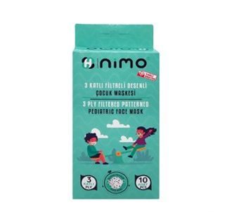 Nimo 3-слойные одноразовые розовые фильтрующие маски для детей 10 шт.