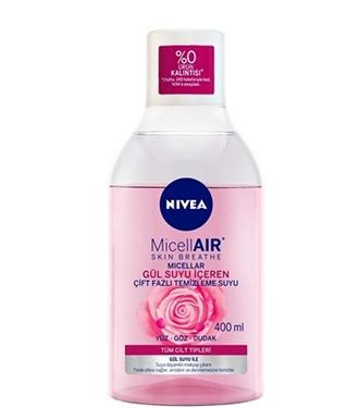 Nivea Micellair Очищающая вода для макияжа 400 мл Двухфазная с розовой водой