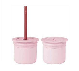 OIOI Ham+Hüp Набор соломенных чашек 6 месяцев+ розово-бордовый