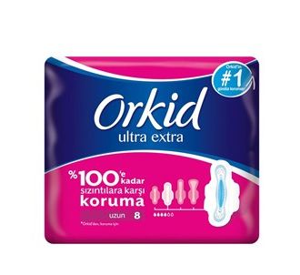 Orkid Ultra Extra Sanitary Pads Long Single Pack 8 Pads