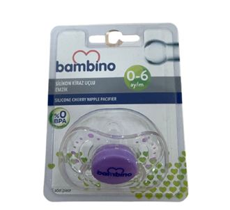 Пустышка Bambino силиконовая с вишневым наконечником 0-6 месяцев №:1 фиолетовый