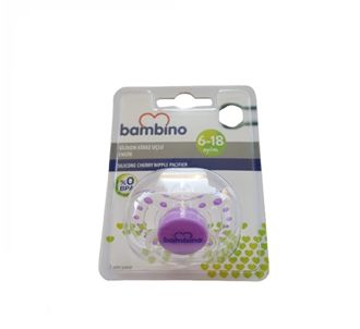 Пустышка Bambino силиконовая с вишневым наконечником 6-18 месяцев №:2 фиолетовый