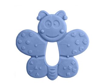 Резиновый мягкий прорезыватель Bambino голубой с рисунком бабочки