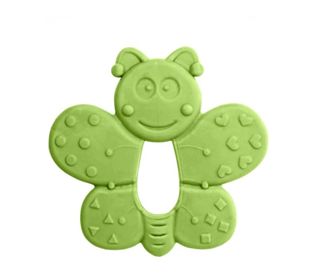 Резиновый мягкий прорезыватель Bambino зеленый с рисунком бабочки