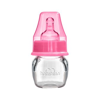 Стеклянная детская бутылочка Bambino для недоношенных детей розовая