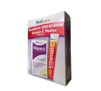 Wellcare Витамин D3 1000 МЕ - витамин С + селен 15 шипучих таблеток Экономичная упаковка